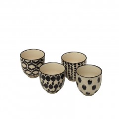 ESPRESSO CUP BLACK AND NATURAL SET OF 4 